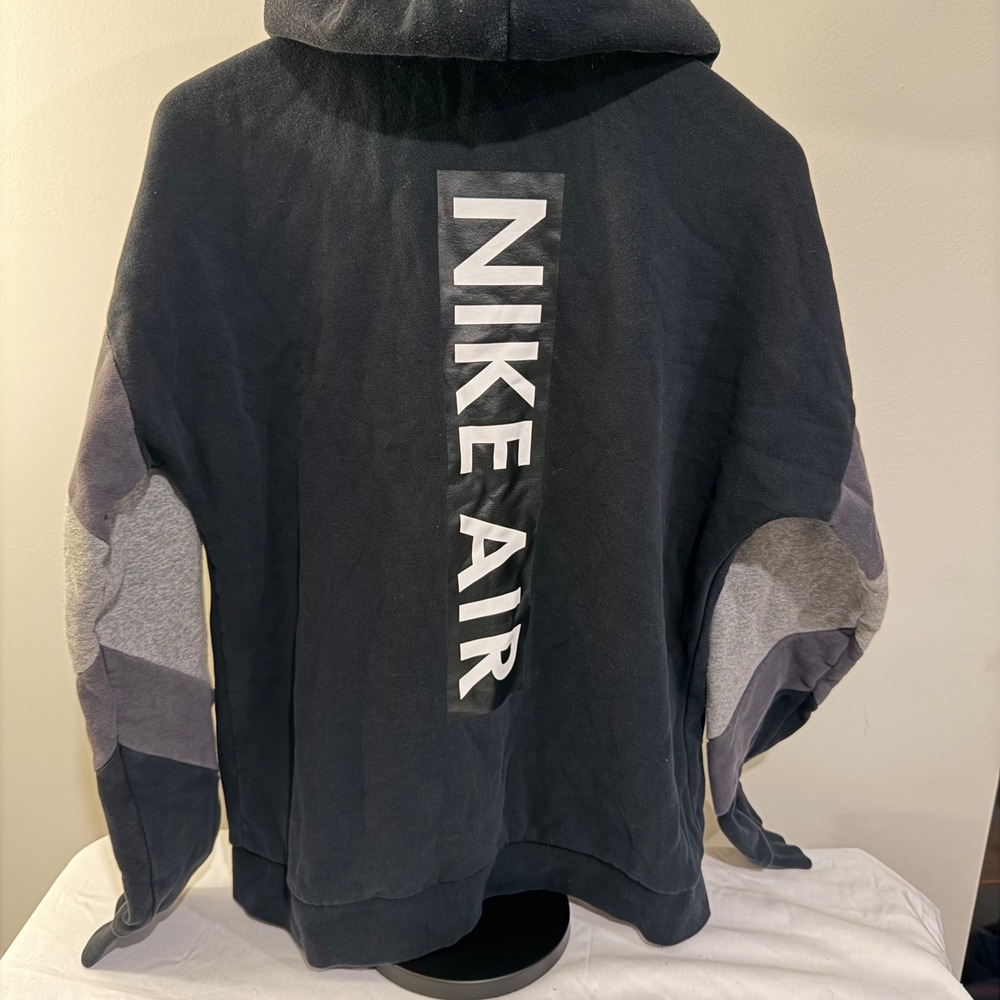 Nike Air Mens Full Zip Hoodie Black Grey Colorblock Fleece Jacket Medium - Picture 7 of 10